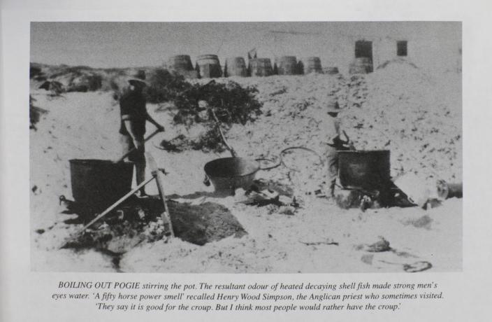 Image of a man boiling pearlshell